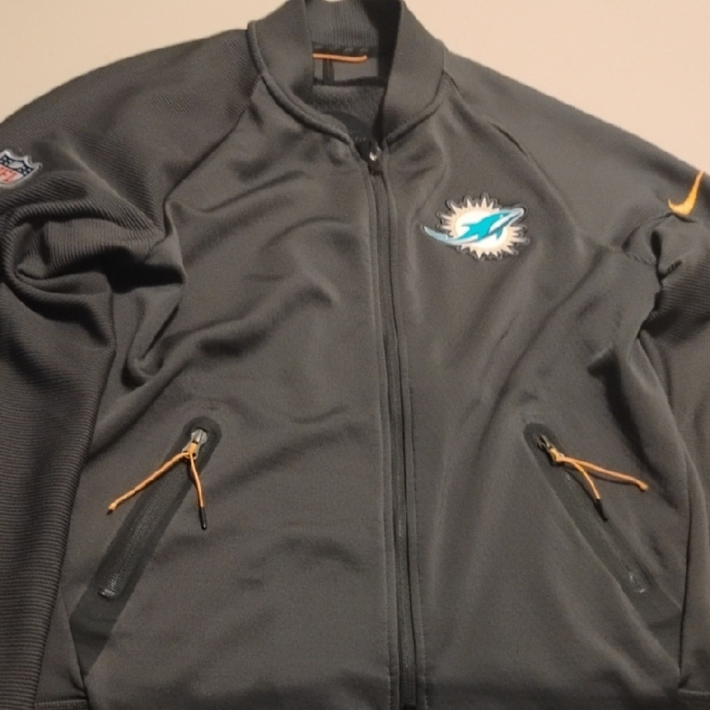 Miami Dolphins Team Issued On Field NFL Gray Jacket with Logo
